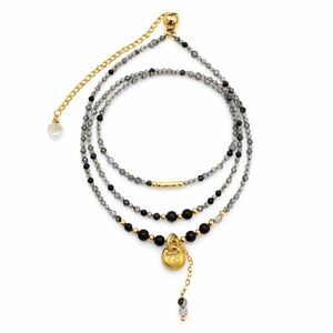 Clear Quartz and Black Tourmaline Adjustable Necklace